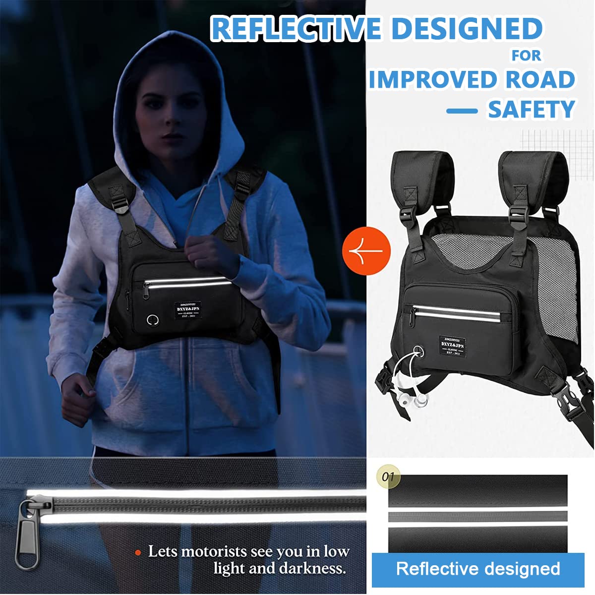 Optifit Chest Bag for Men Women, Stylish Tactical Vest Chest Bag Men, Adjustable Rig Bag Chest Pocket for Hiking, Camping, Night Running, Exercise Optifit Chest Bag for Men Women, Stylish Tactical Vest Chest Bag Men, Adjustable Rig Bag Chest Pocket for Hiking, Camping, Night Running, Exercise